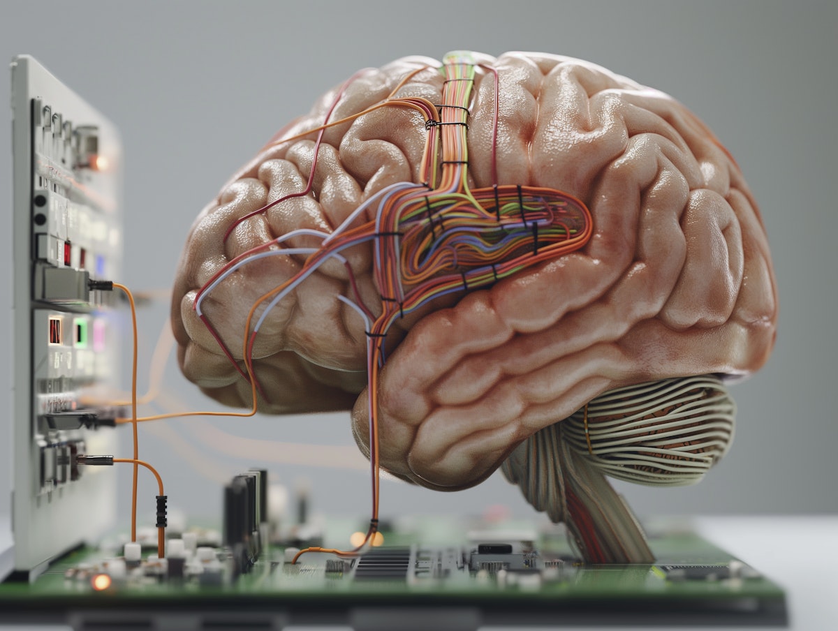 Cerebro biotecnológico con componentes electrónicos integrados
